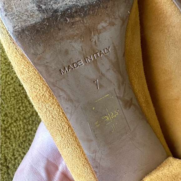 Everlane The Day Mule Suede Leather Yellow Block Heel Clog Round Toe 7 - Picture 5 of 9